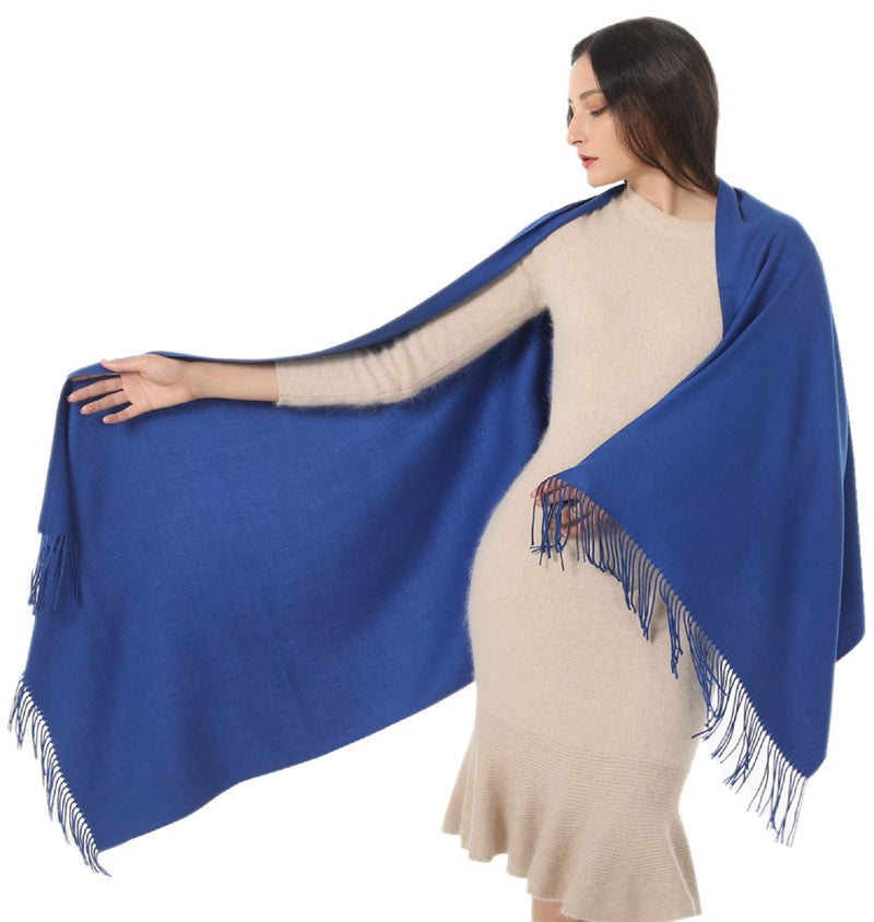 TwoYek Womens Gifts Pashmina Shawl Wrap Scarf Soft Large Stole Birthday Christmas Elegant Gift Ideas for Women Ladies Blue - Image 1